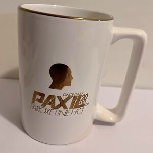 Paxil Paroxetine HCl Tall Mug Gold trim Vintage Cup